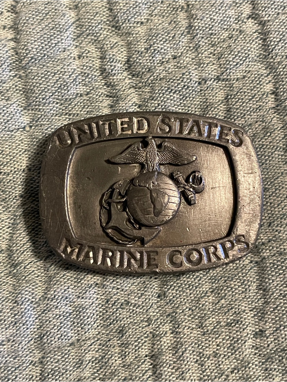 Vintage 1986 United States Marine Corps Belt Buckle 2.25”x1.5” N-15 Pewter